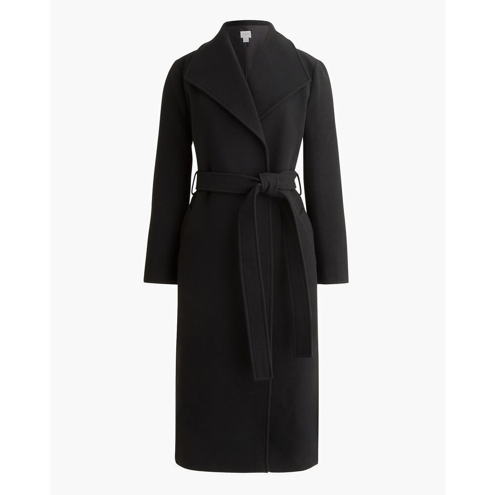 J. Crew Factory Belted Wool-Blend Trench Coat Long Sleeve Black Size 20 NWT